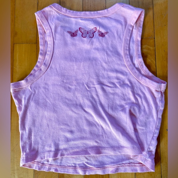 Home Girl Society Pink Butterfly Crop Tank Top- Juniors S - Picture 3 of 3